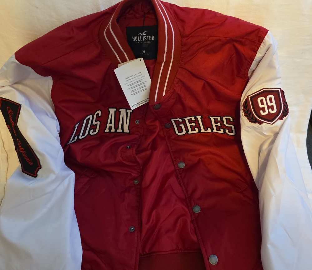 Hollister Red and White Los Angeles Jacket